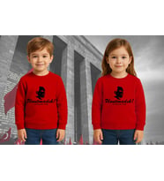 Unisex Ay Yıldızlı 19 Mayıs 29 Ekim 23 Nisan 10 Kasım Atatürk Çocuk 3 İplik Şardonlu Sweatshirt (Kırmızı)