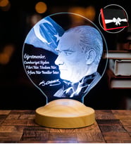 Atatürk'ün Öğretmenler için Sözleri Hediyesi Atatürk Sözleri Hediye Led Lamba, Mustafa Kemal Atatürk Görselli Hediyeler