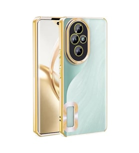 Coverzone Honor 200 Pro ile uyumlu K?l?f Kamera Korumal? Logo G�steren Parlak renk kenar �izgileri ile ??k bir tasar?m Colored Z-Omega Kapak Gold
