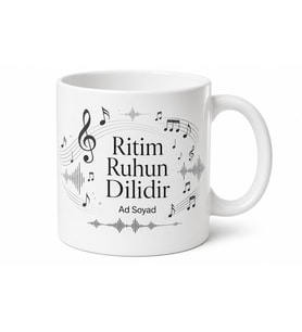 Kişiye Özel Ritim Temalı Baskılı Kupa Bardak Müzik Hediye