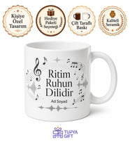 Kişiye Özel Ritim Temalı Baskılı Kupa Bardak Müzik Hediye