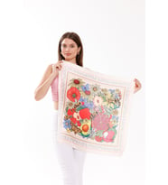 Çiçek Bahçesi Model Fular Bandana Şal Estascarf 70x70 Cm (Çok Renkli)