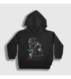 Presmono Unisex Çocuk Siyah Poster Film The Terminator Kapüşonlu Sweatshirt 254712tt