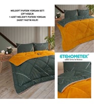 ETE HOMETEX ÇİFT KİŞİLİK LÜX WELSOFT YORGAN SETİ 195X215CM YANSIMA HARDAL 8696474231870