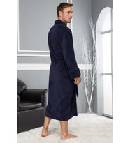 Nakışlı Bambo Cotton Erkek Bornozu (Lacivert)
