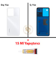 Infinix Note 12 Beyaz Uyumlu Arka Kapak + B7000 Yapıştırıcı Arka Cam Batarya Pil Kapağı Lazer Kesim