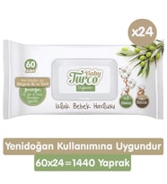 Baby Turco Doğadan Yenidoğan Islak Havlu Mendil 60x24 1440 Yaprak