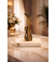 EL YAPIMI MERMER TAŞLI BRONZ DESENLİ OBJE (Beyaz-Altın)
