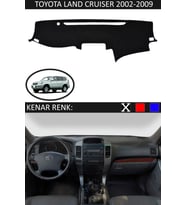 Toyota Land Cruiser 2002-2009 Için Uygun Torpido Koruma Halısı Siyah Kenar Renk Siyah