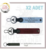 Motor Severlere Özel, İsim Plaka ve 0 + Kan Grubu Yazılı Kişiye Özel x2 Anahtarlık, Mavi-Bordo-Ysl (Çok Renkli)