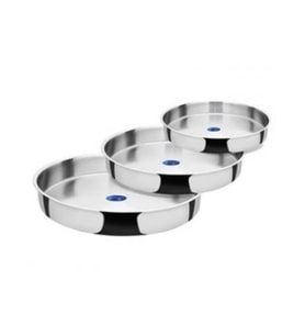 OMS 4006 Çelik Tepsi 3 Lü 28-32-36 Cm  (Gri)