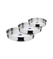 OMS 4006 Çelik Tepsi 3 Lü 28-32-36 Cm  (Gri)