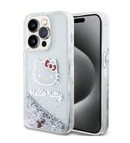 Apple iPhone 15 Pro Uyumlu Kılıf Hello Kitty Orjinal Lisanslı İkonik Sıvılı Glitter Kapak (Renksiz)