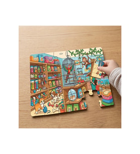 Petshopta Mutlu Hayvanlar Tasarımlı 24 Parça Ahşap Çocuk Puzzle