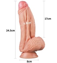 Çift Katmanlı Platinyum Silikon Monster Dildo 25 cm Ten