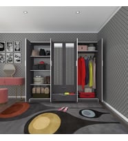 Kenzlife gardırop 6 kapılı çekmeceli begonvil210 gri aynalı kapaklı gardolap dolap (Karışık)