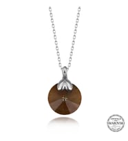Swarovski Crystal Kahverengi Taşlı Gümüş Kadın Kolye