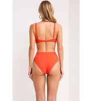 Kadın Bikini Takımı V Yaka Askılı Yüksek Bel Döküm Aksesuarlı Düz Desen Klora Suya Dayanıklı Örme