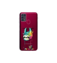 Samsung Galaxy M31 ile Uyumlu Splash Tembel Hayvan Tasarımlı Şeffaf Silikon Kılıf