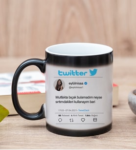 Kişiye Özel Twitter Tasarım Fotoğraflı Sihirli Kupa Bardak