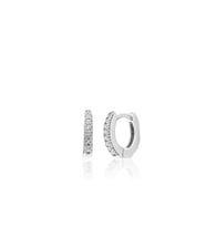 925 ayar Gümüş Zirkon Taşlı Rodyum kaplama 10 mm Halka küpe-Çocuk küpesi (STD)