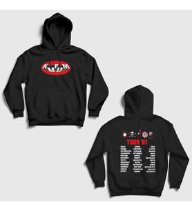 Presmono Unisex Siyah Tour 97 Rock Kmfdm Sırt Baskılı Kapüşonlu Sweatshirt 540260tt