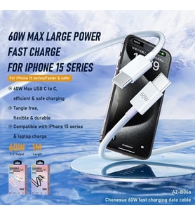 60W Type-C to Type-C Hızlı Şarj ve Data Kablosu 1m Beyaz AZ-B06aB