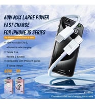 60W Type-C to Type-C Hızlı Şarj ve Data Kablosu 1m Beyaz AZ-B06aB