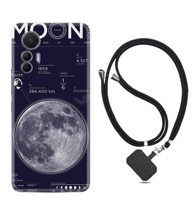 Xiaomi 12 Lite Kılıf Resimli Boyun Askılı İpli Desenli Silikon Moon info 1424