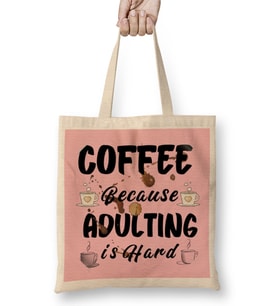 Funny Coffee Drinks Art Lover Gift Quote Bez Çanta Uzun Saplı