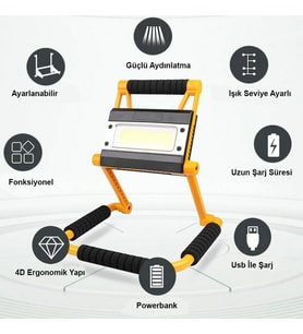 1300 Lümen Güçlü Aydınlatma Watton Wt-328 (Siyah)