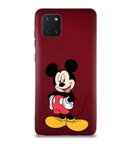 Samsung Galaxy A81 Soft Premier Kapak Mickey Mouse-E Tasarımlı Silikon Kılıf - Mürdüm (Şeffaf)