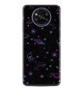 Xiaomi Poco X3 Kılıf Resimli Desenli Silikon Platinium Series Galaxy Yunus Göz 1860