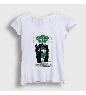Presmono Kadın Beyaz Burnout Green Day T-Shirt 395808tt