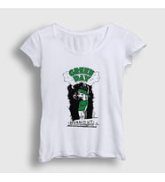 Presmono Kadın Beyaz Burnout Green Day T-Shirt 395808tt