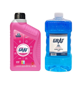 Organik Premium Kırmızı Antifriz 1 LT + Kışlık Cam Suyu Antifrizi 1 LT (-20°C)
