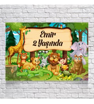 Safari Temalı Doğum Günü Afişi