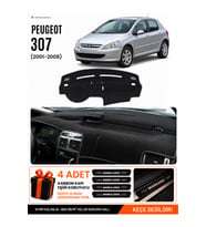 PEUGEOT 307 (2001-2008) Uyumlu Torpido Örtüsü Torpido Kılıfı - Siyah