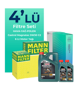 MANN Subaru Outback 3.0 Filtre Bakım Seti Castrol Motor Yağlı (2003-2010) 4 Lü
