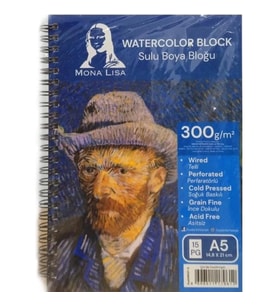 SÜDOR MN27-5 MONA LISA SPİRALLİ RESİM DEFTERİ - SULU BOYA BLOĞU A5 (14.8x21cm) 300gr. 15YP.