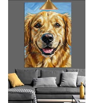 Mutlu Gülen Bir Golden Retriever Köpeği Dekoratif Kanvas - Mdf Ahşap Tablo