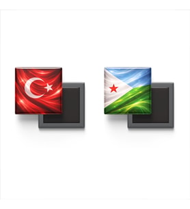 Buzdolap Magnetleri - Cibuti Bayrağı ve Türk Bayrağı - 2'li Set Magneti