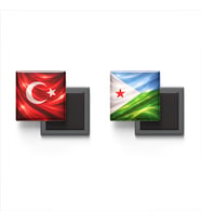 Buzdolap Magnetleri - Cibuti Bayrağı ve Türk Bayrağı - 2'li Set Magneti