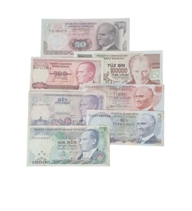 6. 7. Emisyon Kağıt Koleksiyon Para. Antikalar Hobi Hediye Darpane Türk Lirası