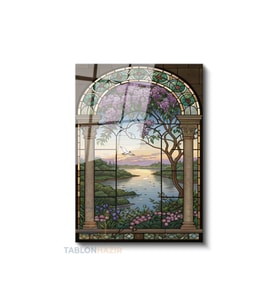 Dikey Cam Tablo Salon Duvar Tablo Dikey Cam Garden Window Stained Glass Idea Ev Hediyesi Ofis Tablo