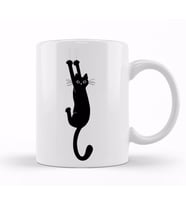 Yaramaz Kedi Black Cat Holding Kupa Bardak Porselen