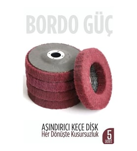 11 Cm Endüstriyel Aşındırıcı Keçe Disk – 22 Mm İç Çaplı Zımpara Fırçası 5 Adet 722479