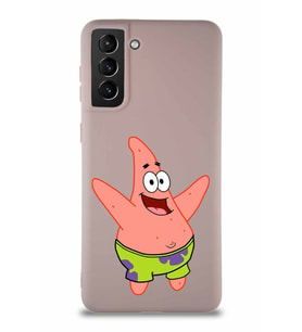 Samsung Galaxy S21 Plus Soft Premier Kapak Patrick Yıldız Tasarımlı Silikon Kılıf - Pudra (Şeffaf)