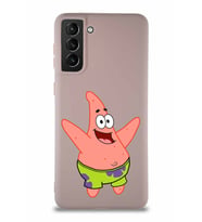 Samsung Galaxy S21 Plus Soft Premier Kapak Patrick Yıldız Tasarımlı Silikon Kılıf - Pudra (Şeffaf)
