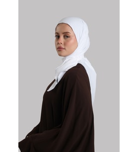 Beyaz Düz Klasik Eşarp İtalyan Dikişli Relax Kumaş Sade 202209_42